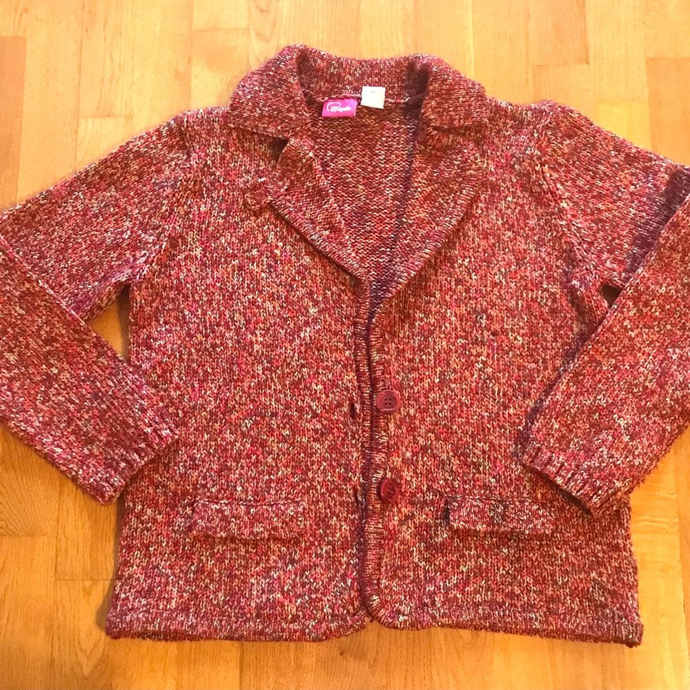 PAPPAGALLO Womens Sweater Size (M) Burgundy Cardigan Long Sleeve/Vintage